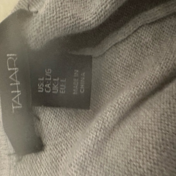 Tahari Gray Open Front Cardigan Cotton Cashmere Blend Large - Picture 5 of 6